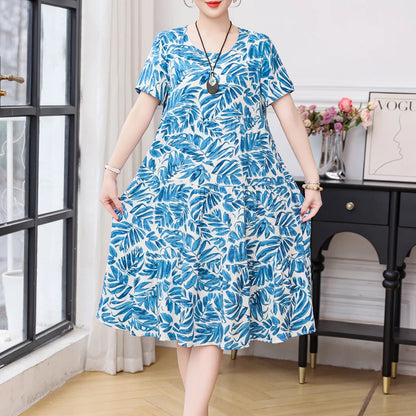Nuovo Vestito Delle Donne di Estate Vestito Estivo 2024 Casual abito a maniche corte Abiti Femminili O-Collo Robe Abiti della Boemia di Grandi Dimensioni