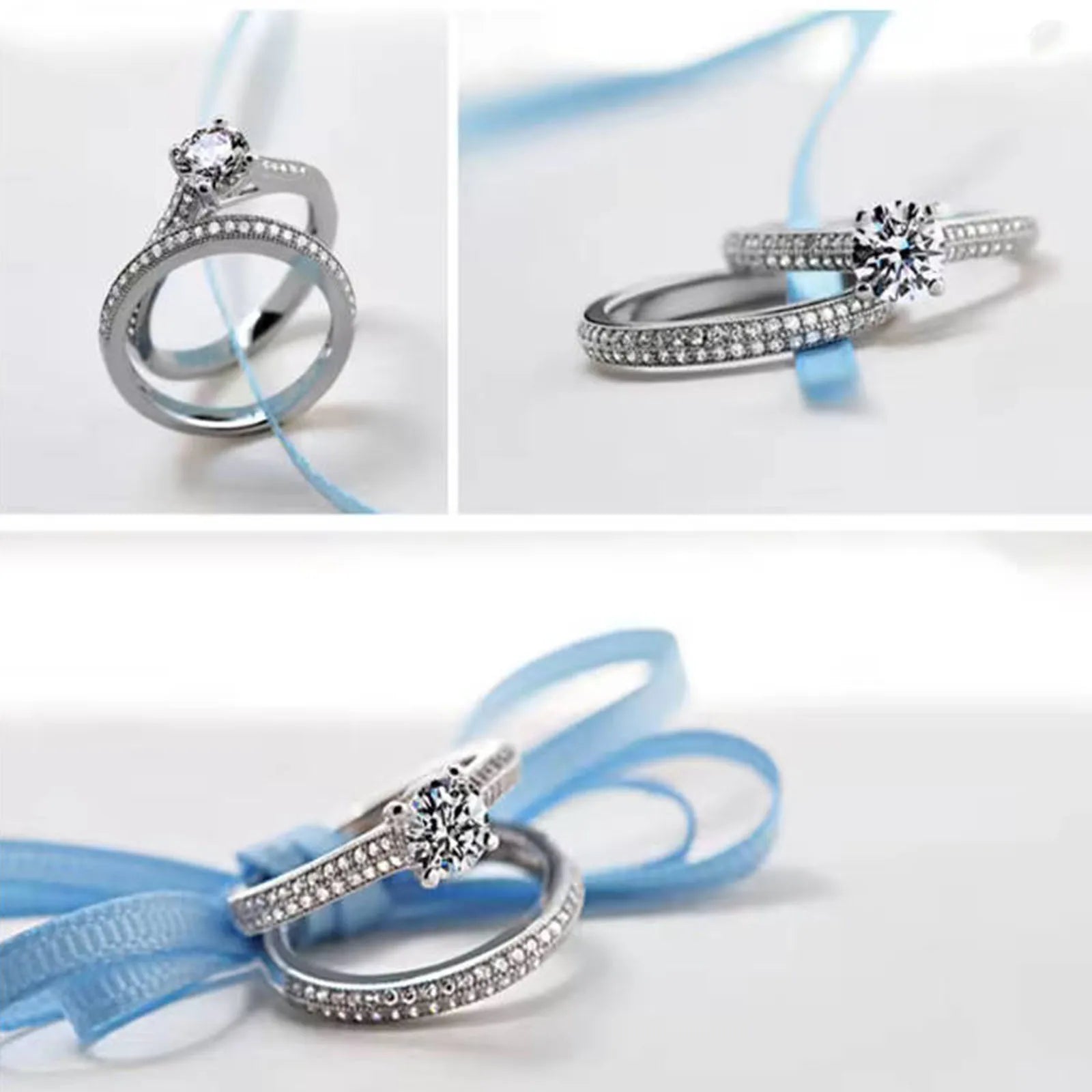 1 paio di fedi nuziali in argento sterling 925 con Halo vintage per gioielli da donna, regalo di anniversario, vendita all'ingrosso