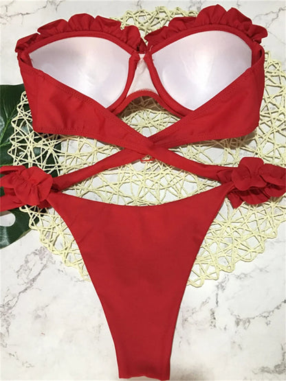 Bikini Sexy con Stampa Animalier Leopardata, Costume da Bagno Push-Up per Donne, Set Bikini 2026, Costume Brasiliano, Top a Fascia, Slip a Perizoma, Abbigliamento da Spiaggia