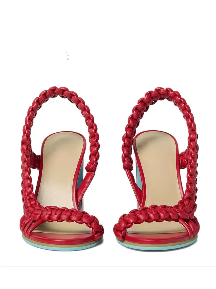 Sandali Estivi da Donna con Tacco Alto Intrecciati, Stile Europeo e Americano, Moda Runway Plus