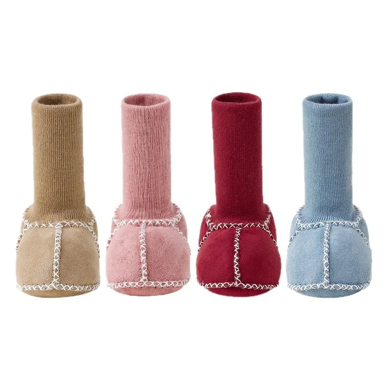 Scarpe spesse in pelle scamosciata per bambini Neonati Stivaletti caldi in peluche invernale Stivaletti per ragazze in pelliccia Pelle di pecora unisex Bambini Ragazzo Primi camminatori