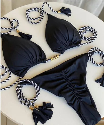 Costume da bagno donna bikini set bikini sexy con coulisse costumi da bagno leopardo due pezzi costume da bagno costume da bagno bikini con lacci biquinis