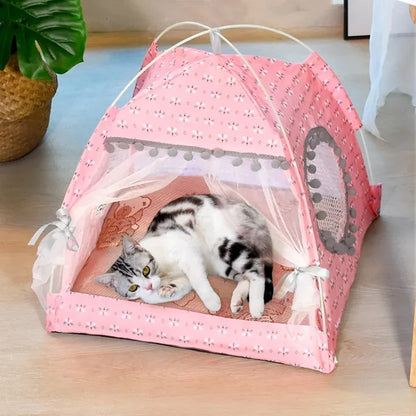 Tenda per gatti Simpatico letto per gatti principessa Tenda per gatti strappata Tenda per gatti pieghevole Forniture per animali domestici universali per quattro stagioni Zanzariera per animali domestici invernale