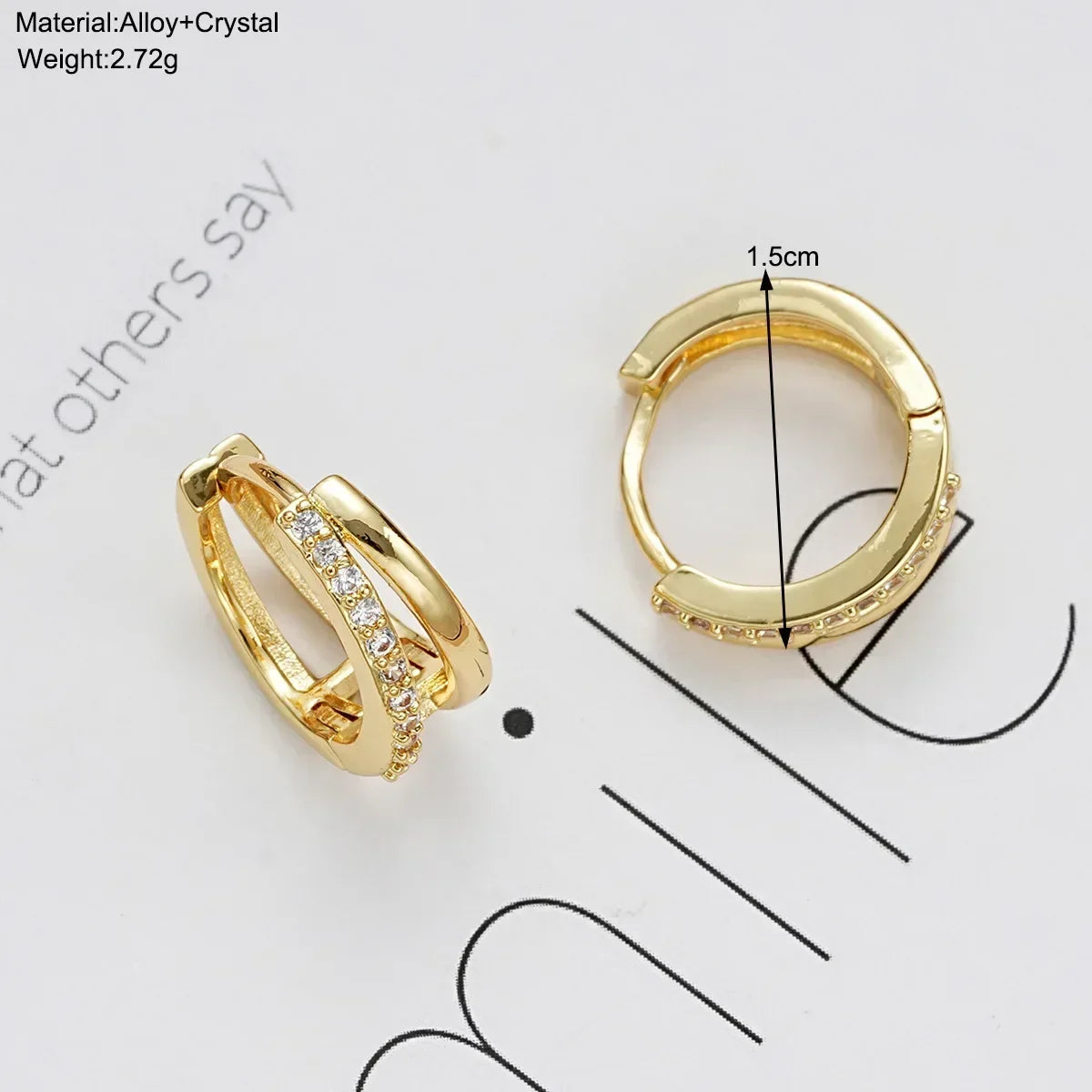 Orecchini a Cerchio in Acciaio Inossidabile Color Oro per Donne, Semplici Orecchini a Doppio Anello con Zirconia Cubica, Gioielli per Piercing alla Cartilagine