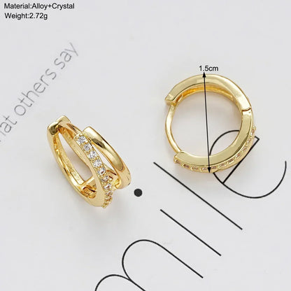 Orecchini a Cerchio in Acciaio Inossidabile Color Oro per Donne, Semplici Orecchini a Doppio Anello con Zirconia Cubica, Gioielli per Piercing alla Cartilagine