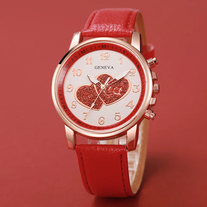 1/4PCSt Orologi da donna alla moda Orologio al quarzo con quadrante a cuore Cinturino in pelle casual Orologi da polso da donna Reloj Mujer (senza scatola)