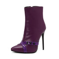 REAVE CAT Sexy Stiletto 12cm High Heel Ankle Boots Leather Party Big Size 44 45 46 47 48 US15 US16 US17 Black Yellow Purple