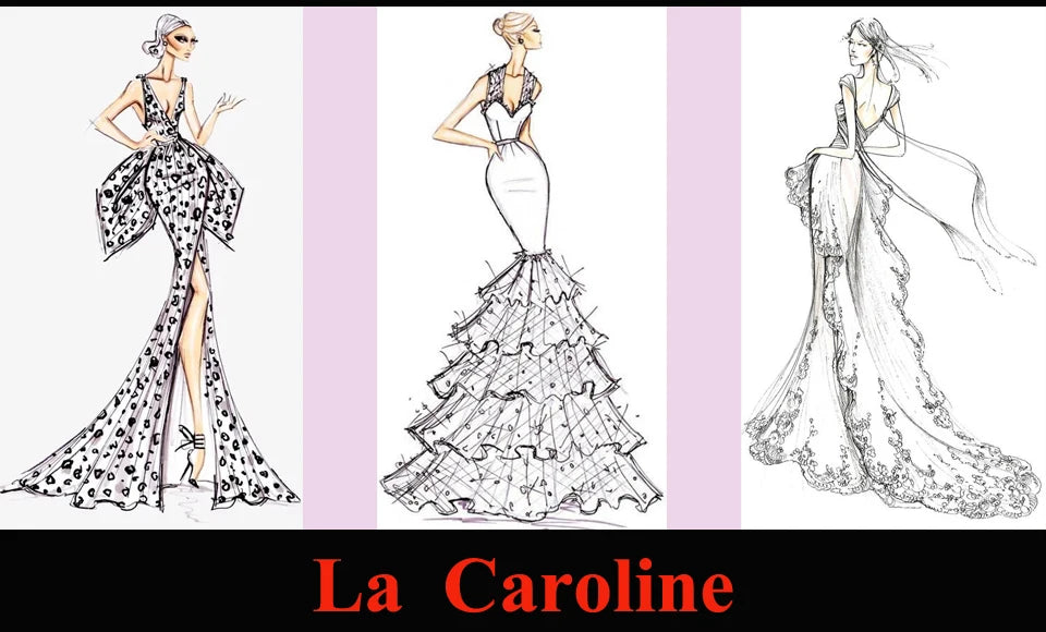 Caroline Bling Paillettes Abiti da ballo per le donne Pieghettato Fiori 3D Dubai Abito da sera formale Vestido De Formatura Personalizzato