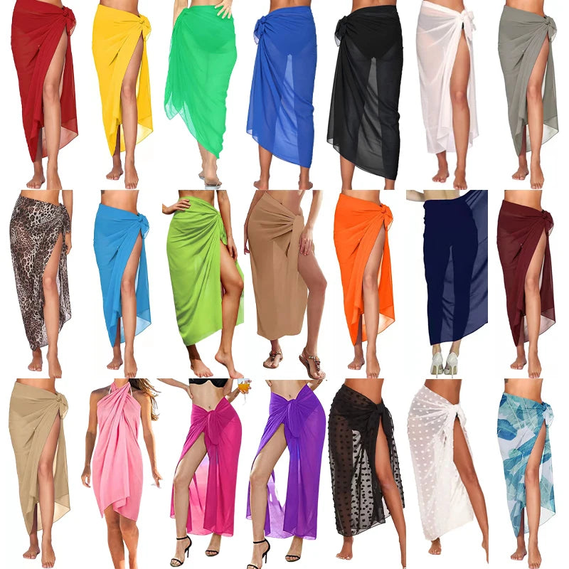 Jupes de plage sexy pour femmes, jupes de plage en mousseline, paréo long, serviette de plage, écharpe de bikini sexy