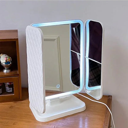 Specchio per trucco a tre ante Luci a LED Specchio per dormitorio La bellezza illumina la tua luce di riempimento con lo specchio per trucco complementare intelligente Tri