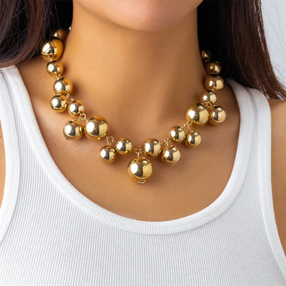Collana esagerata in acrilico CCB con perline a sfera grande per donna Wed Vintage Chunky Clavicola Catena Grunge Gioielli Steampunk Uomo