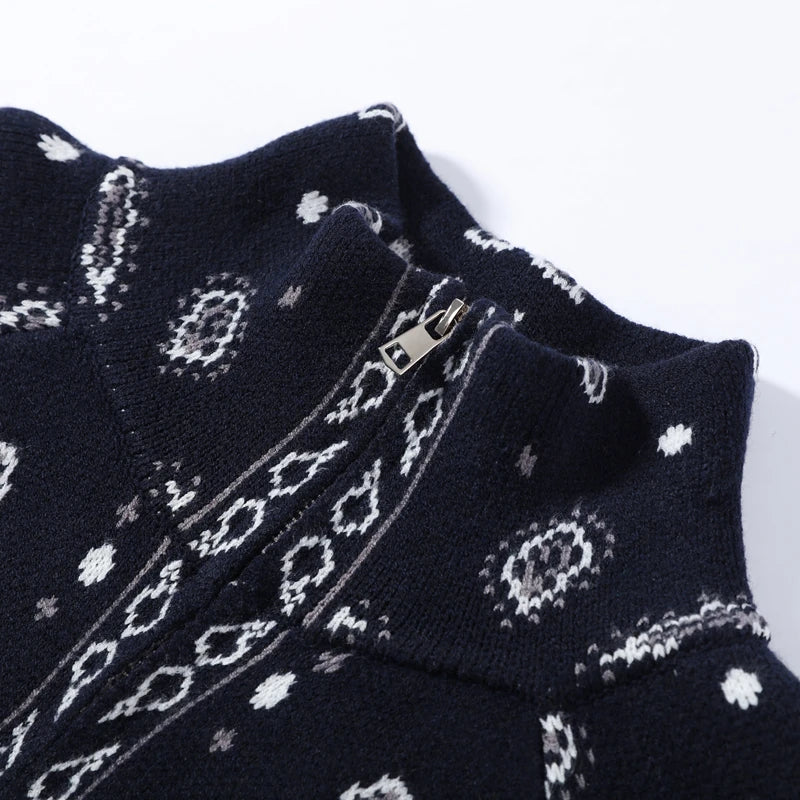 Street Knit Jacquard Colletto alla coreana Cardigan Cerniera Manica intera Maglione grigio femminile 2026 Primavera Lady Fashion Maglieria accogliente Nuovo
