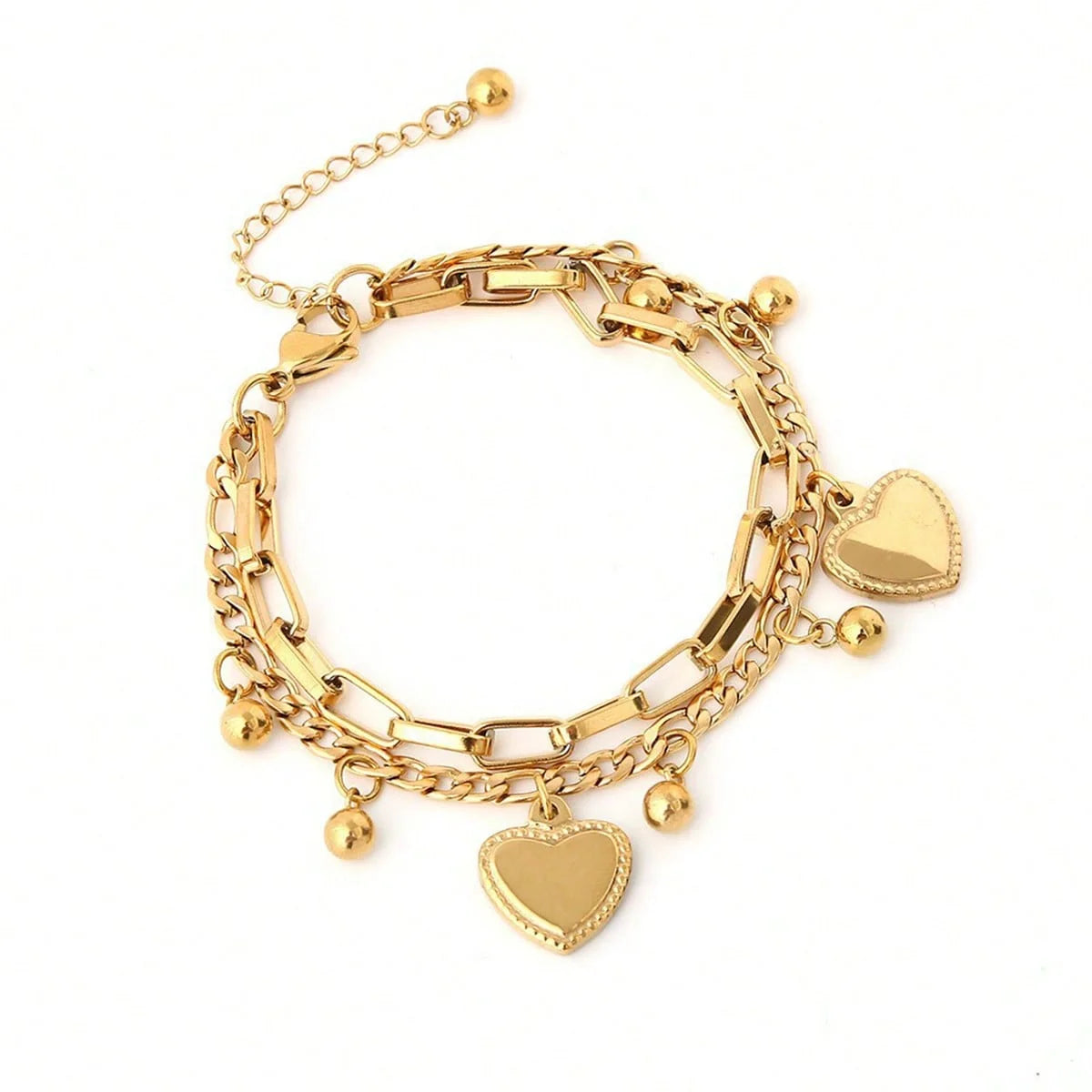 1 pezzo di braccialetto da donna con ciondolo amore a doppio strato in metallo minimalista e alla moda, accessorio moderno e versatile -2061