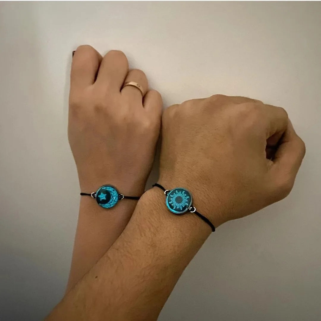 Braccialetti romantici per coppia di sole e luna luminosi per donna Uomo Bracciale coordinato con corda intrecciata fatta a mano Regali di gioielli per San Valentino
