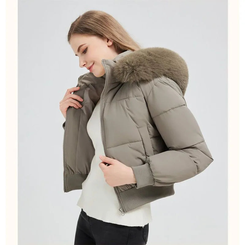 Inverno 2026 Nuova Giacca Corta Imbottita in Cotone Stile Europeo Americano da Donna, Giacca Corta alla Moda e Comoda da Indossare sopra gli Abiti
