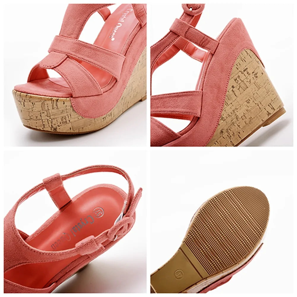Sandali con plateau Summer Fashion Women Bohemia Style tacco alto bocca di pesce Peep Toe zeppe scarpe per le donne Sandalias De Mujer