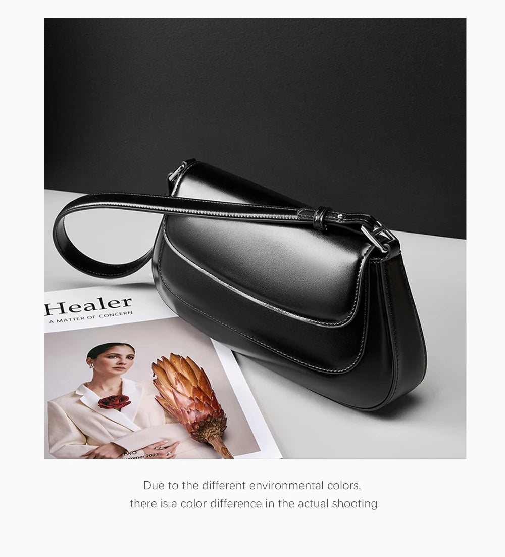 Borse di lusso Zency per donna, in vera pelle, stile francese, borsa a tracolla estiva da donna, borsa a spalla, borsa a tracolla sottobraccio.