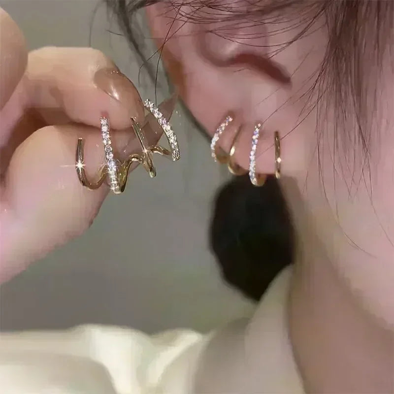 Orecchini di design combinato a doppio strato con rombo geometrico per le donne, moda semplice, accessorio quotidiano, gioielli per feste, regali di compleanno