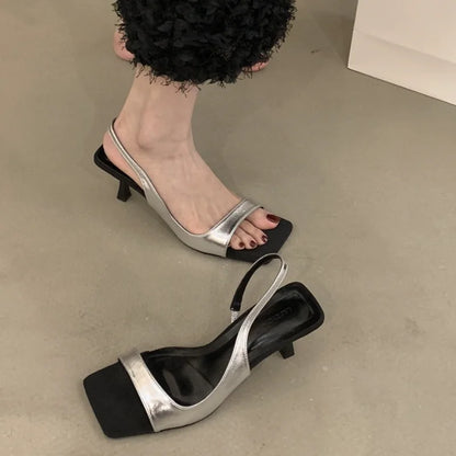 Damen Gladiator Sandalen Sommer Mode Quadratische Zehen Stripper Party Schuhe Elegante High Heels Sandalen für Frauen