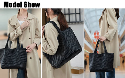 Borsa tote in tessuto Borsa da donna Borse a tracolla in pelle vegana - Borse tote da spiaggia estive alla moda - Borse da viaggio grandi