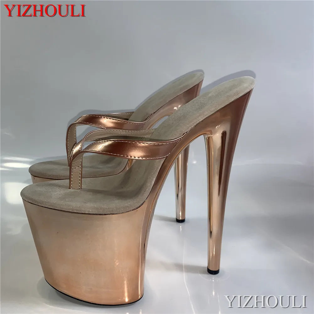 I colori alla moda possono essere personalizzati Infradito da principessa da 15-20 cm, tacchi da discoteca sexy, estate, pantofole a spillo da 6-8 pollici