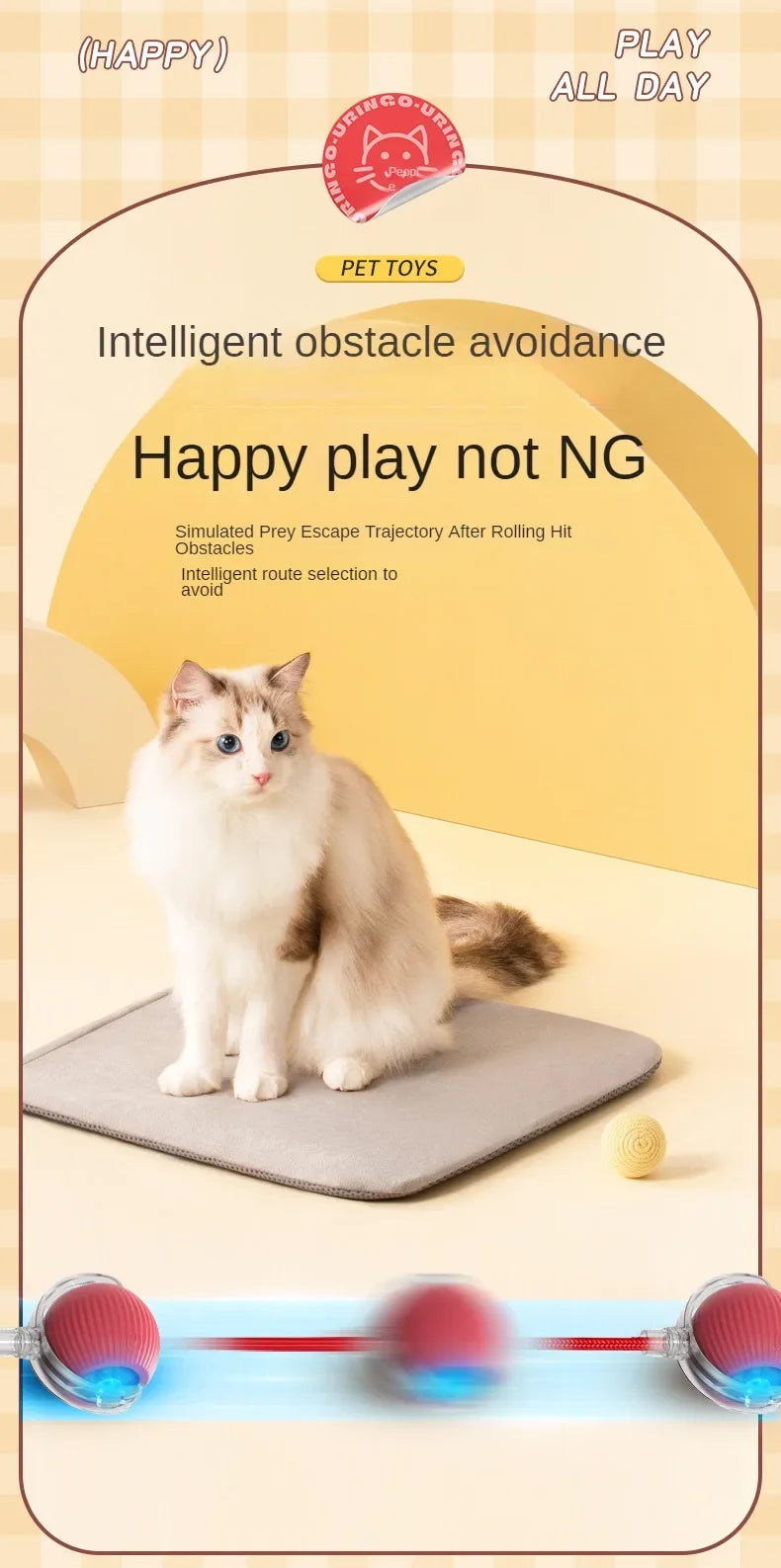 Forniture per animali domestici ricaricabili Addestramento per cani e gatti per imitare i giocattoli interattivi per animali domestici dei ratti Palla giocattolo elettrica Coda simulata Casa