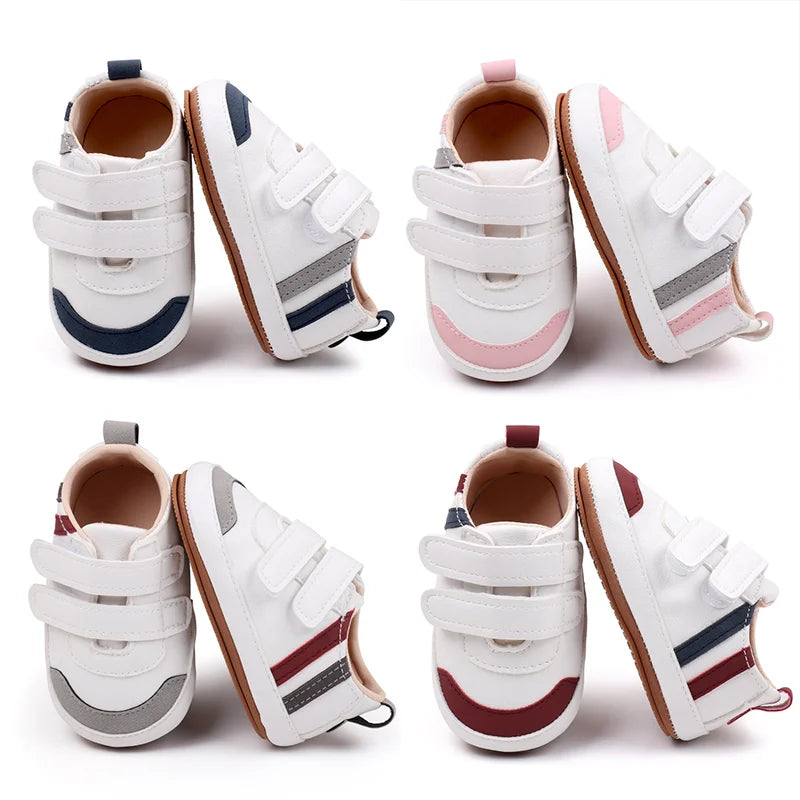 Scarpe per bambini Morbida PU PVC di alta qualità Suola antiscivolo Neonato Bambino Prewalking Sneaker Primavera e autunno Stile 2024 Nuovo BXC3223