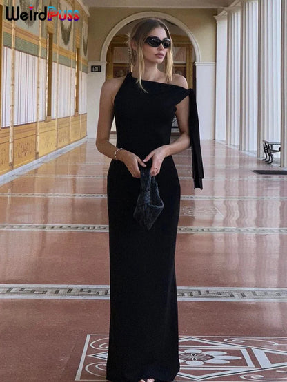 Strano gatto vestito dalla fasciatura donna estate sexy irregolare solido guaina chic elasticizzato a forma di corpo liscio festa di compleanno elegante aderente