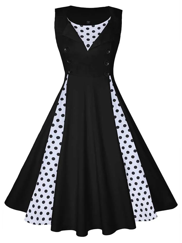 Abito da donna S-5XL, stile retrò vintage anni '50 e '60, Rockabilly, a pois, modello swing, Pin Up, per feste estive, elegante, tunica, Vestidos, casual.