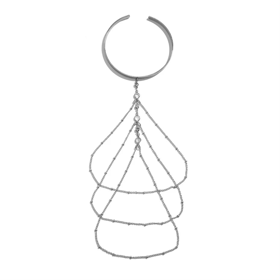 Ingemark 17 Stili Boho Ciondolo in cristallo Braccialetti aperti per le donne Wed Bridal Goth Nappa Braccialetti con braccio a maglie Regalo di gioielli per feste