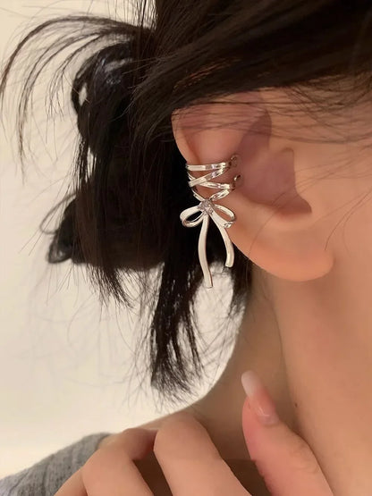 Orecchini con polsino dell'orecchio della farfalla rosa per le donne ragazze Fashion Bowknot No Piercing Clip orecchino Piercing finto Clip di balletto su gioielli