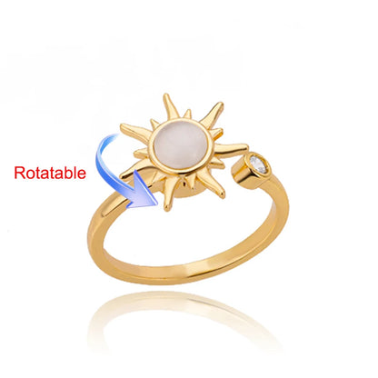 Anelli di ansia rotanti a quattro trifogli per le donne Anello nuziale regolabile in acciaio inossidabile color oro Anelli regalo di gioielli estetici