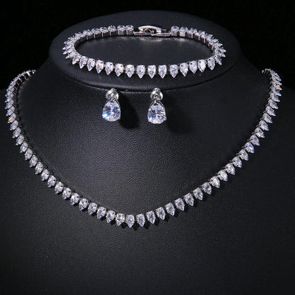 ZAKOL Gorgeous Buling AAA Clear Round Cubic Zirconia Collana da sposa Orecchini Set di gioielli da festa per le donne