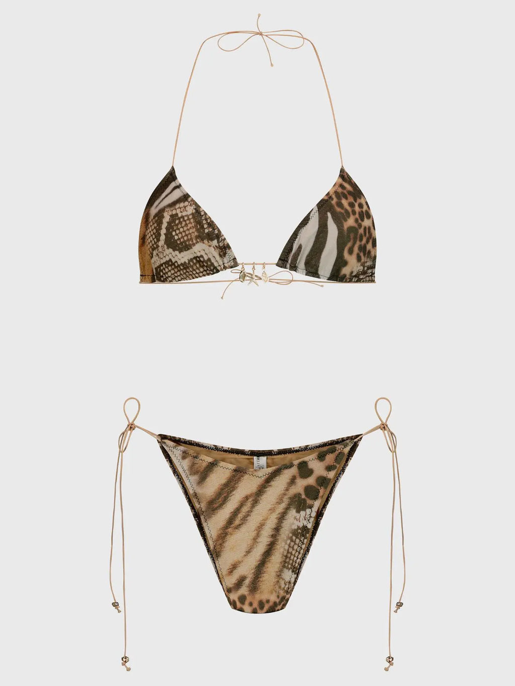 Costume da bagno sexy Bikini Donna Costumi da bagno con stampa leopardata Anello dorato Costume da bagno a due pezzi con gamba alta Costumi da bagno con spalline Biquini