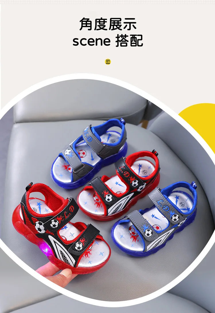 Sandali estivi Nuovo Sport Comfort Scarpe da bambino Antiscivolo Traspirante Morbido Light Up Scarpe da ragazzo Moda Spiaggia Sandali casual Босоножки