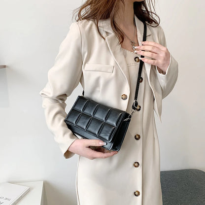 Nuove borse a tracolla moda tinta unita borsa a tracolla da viaggio femminile plaid piccole borse a tracolla in pelle PU per donna