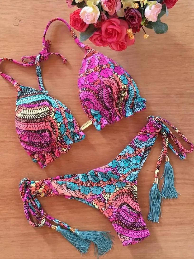 RUOTONGSEPT Sexy Print Bikinis Set Women Swimsuit Bandage Two-Piece Swimwear Brazilian Biquínis Beachwear Bathing Suit 2023 New