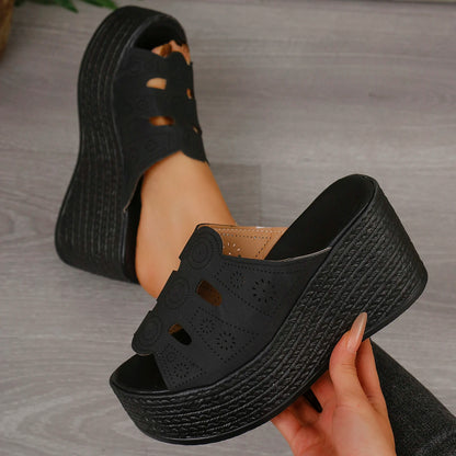Sandales d'été décontractées pour femmes Sandales compensées à plateforme antidérapantes pour l'extérieur Sandales antidérapantes confortables pour femmes Chaussures de créateur Zapatos De Mujer