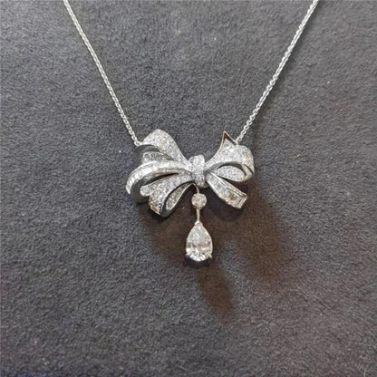 Collier pour femmes avec nœud et diamants, nouvelle parure de boucles d'oreilles pendantes en zircon pour femmes 2025