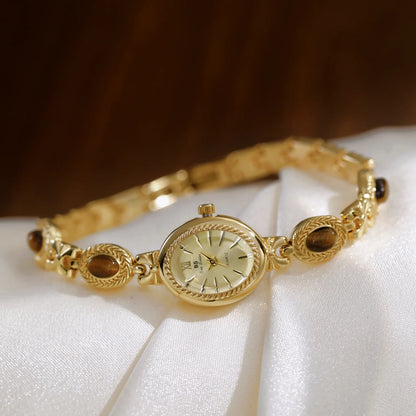 Orologio da donna elegante Bracciale in giada Orologio piccolo Orologi al quarzo moda Orologio da polso dorato di lusso Regali per le donne Marchio originale