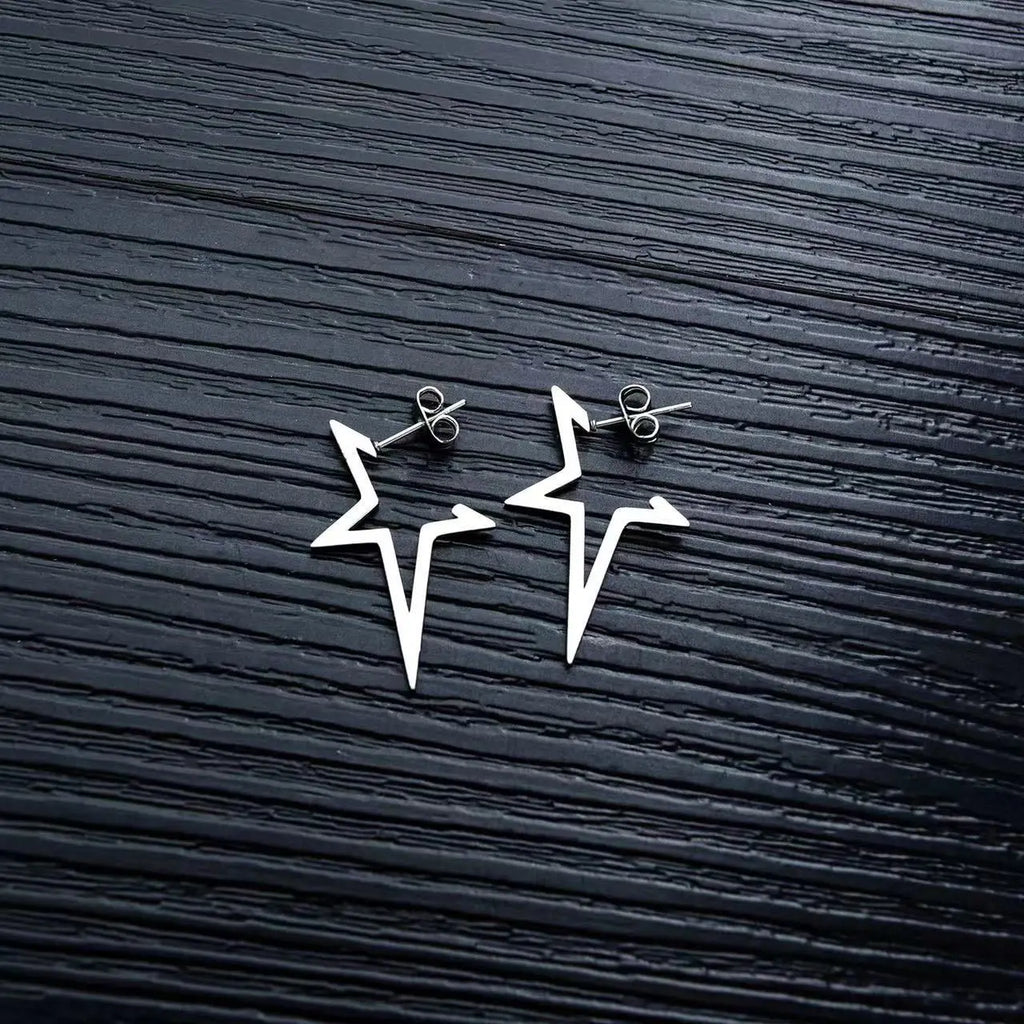 Harajuku Punk Grande Stella Orecchino Irregolare Scava Fuori Alien Metallo Pentagramma Ear Stud per Le Donne Cool Girl Trend Y2K Gioielli NUOVO Har