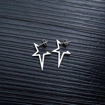 Harajuku Punk Grande Stella Orecchino Irregolare Scava Fuori Alien Metallo Pentagramma Ear Stud per Le Donne Cool Girl Trend Y2K Gioielli NUOVO Har