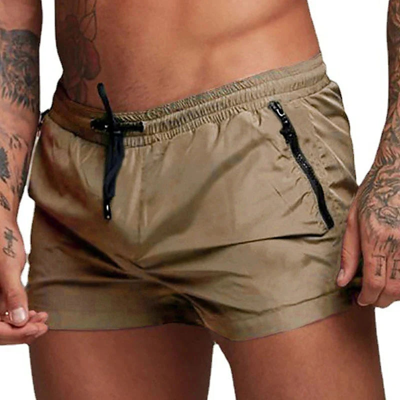 Costume da bagno da uomo con tasche con cerniera Fodera in rete Pantaloncini da spiaggia estivi Costume da bagno da bagno ad asciugatura rapida Costume da bagno
