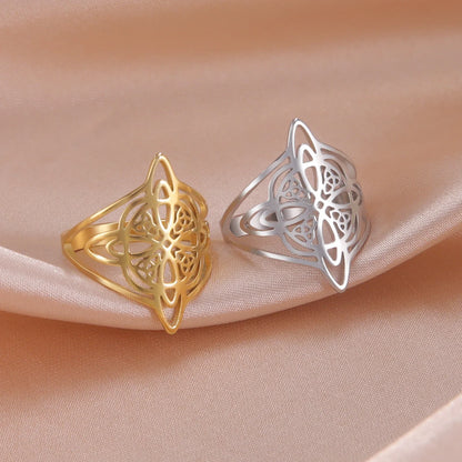 Skyrim Stregoneria Anello con nodo da strega Anelli da dito in acciaio inossidabile Wicca Triquetra Celtics Nodo Amuleto Protezione Gioielli Donna Uomo