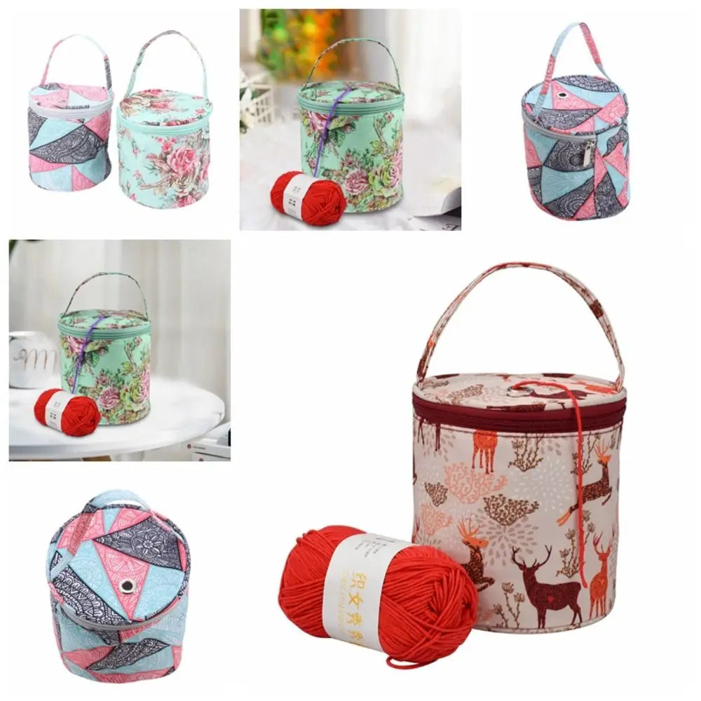 Borsa portaoggetti per filati Borse rotonde per filati di lana per maglieria Organizzatore Aghi per cucire all'uncinetto Borsa Strumenti per tessitura Accessori Ciotola Artigianato Tote