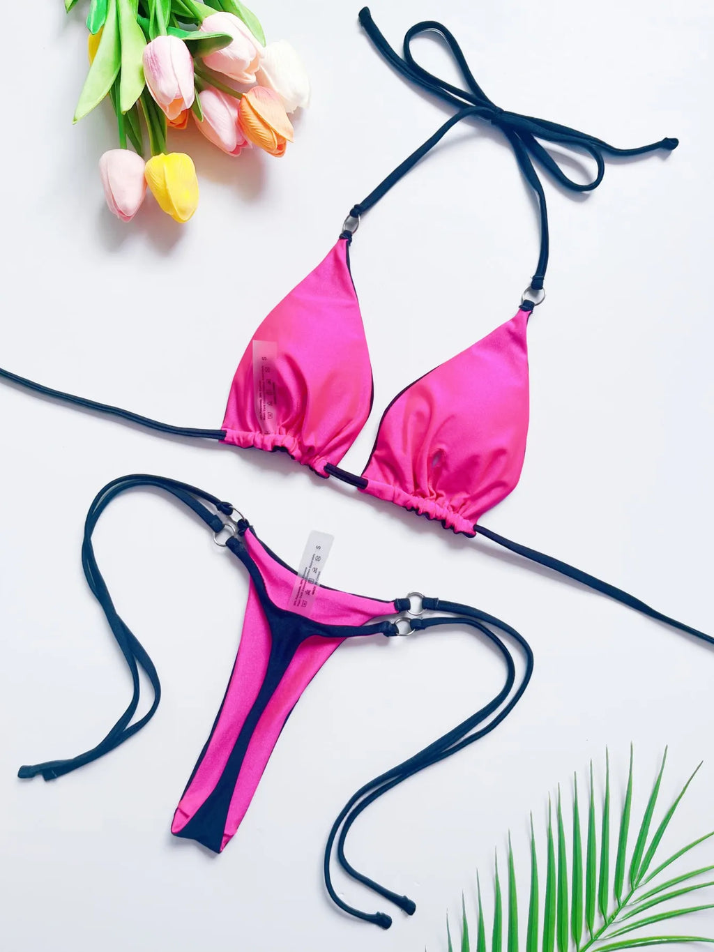 RUOTONSEPT 2026 Neuer sexy, einfarbiger Bandage-Bikini-Set, Damen-Badeanzug, zweiteiliger Dreiecks-Badeanzug, brasilianischer Biquini