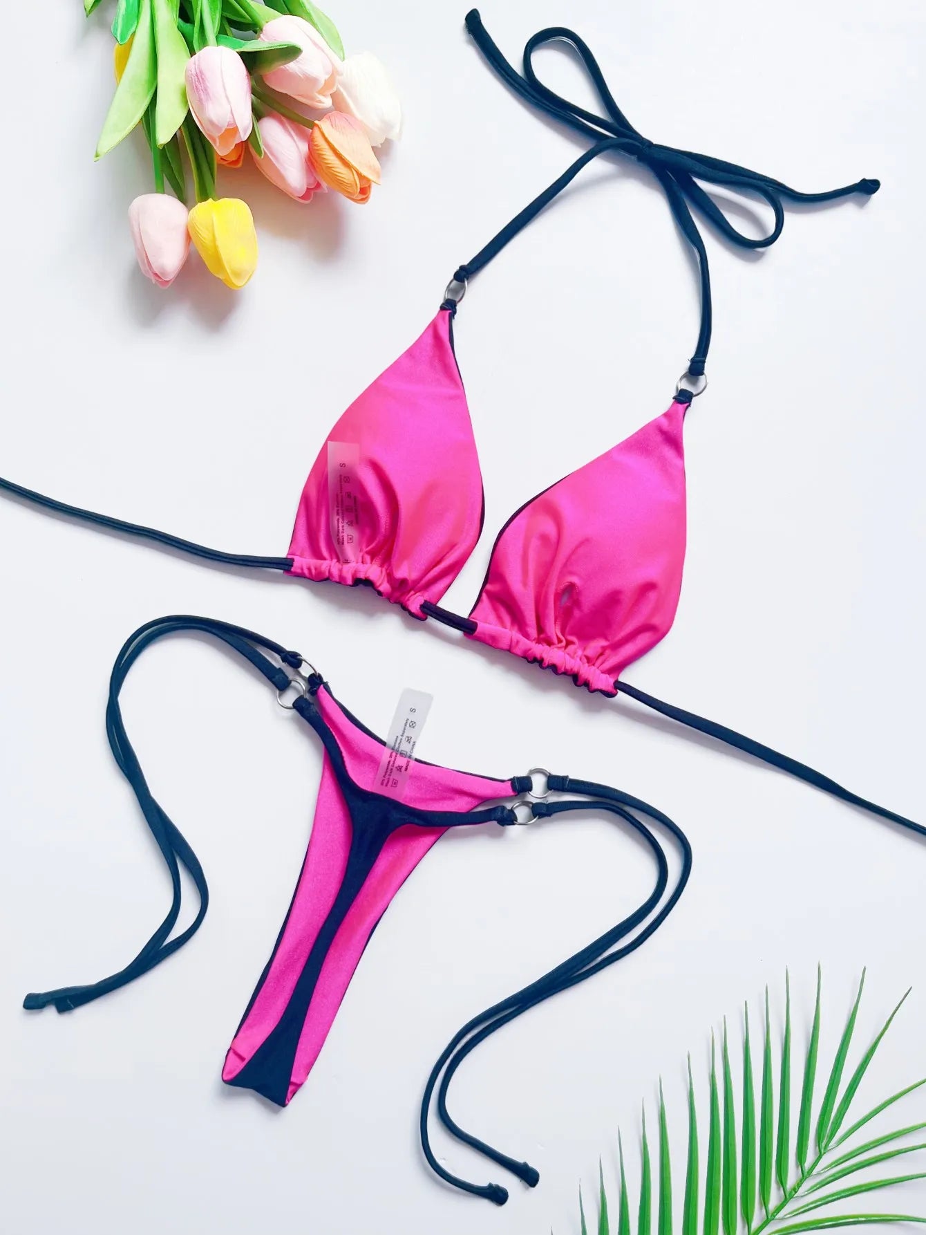 RUOTONSEPT 2026 Neuer sexy, einfarbiger Bandage-Bikini-Set, Damen-Badeanzug, zweiteiliger Dreiecks-Badeanzug, brasilianischer Biquini