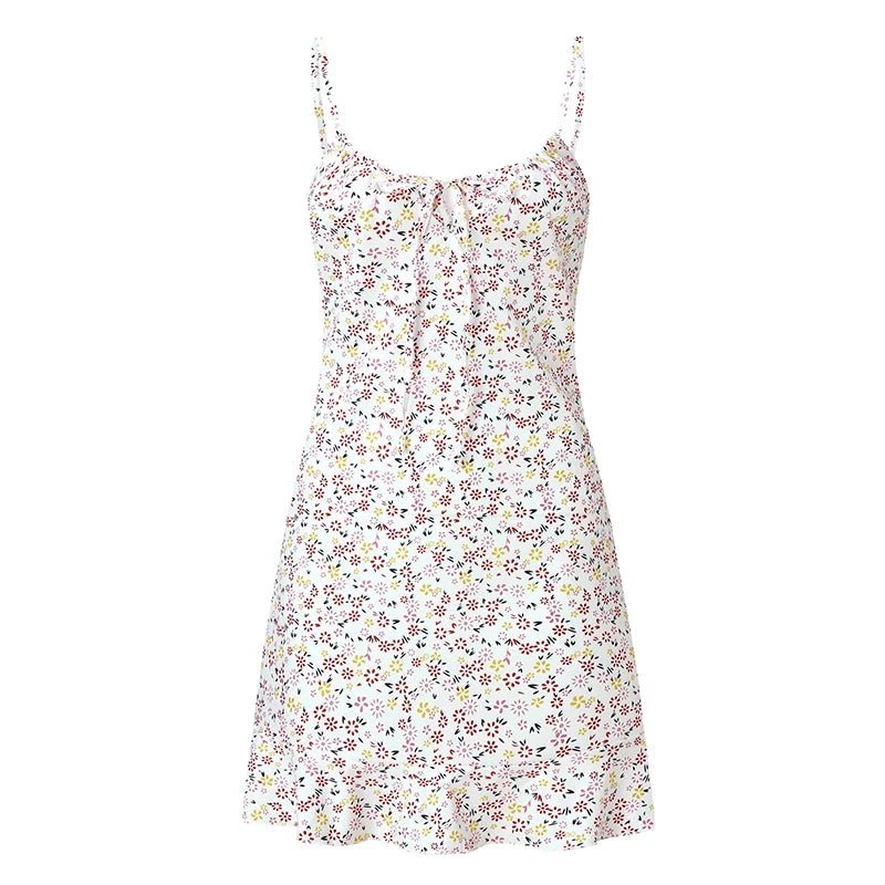 Gonna comoda estiva da donna, sexy, casual, per la casa, con piccola canotta floreale