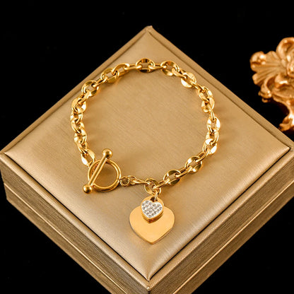 EILIECK Bracciale con ciondolo stella marina luna stella color oro in acciaio inossidabile 316L per le donne Nuovo regalo di gioielli con catena da polso alla moda