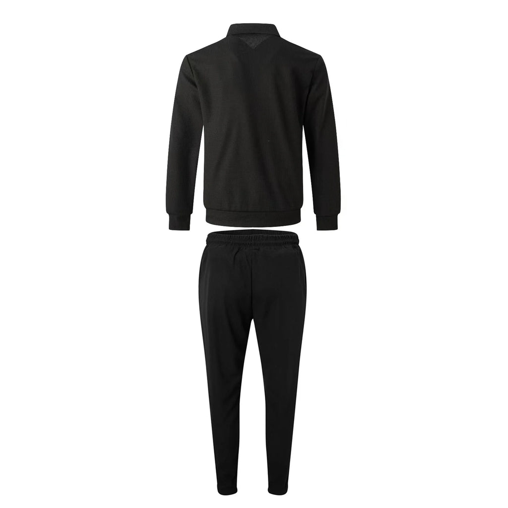 Completo Giacca Cardigan Slim da Uomo con Zip e Tasche, Collo a Risvolto, Stile Waffle, Collezione Autunno 2026